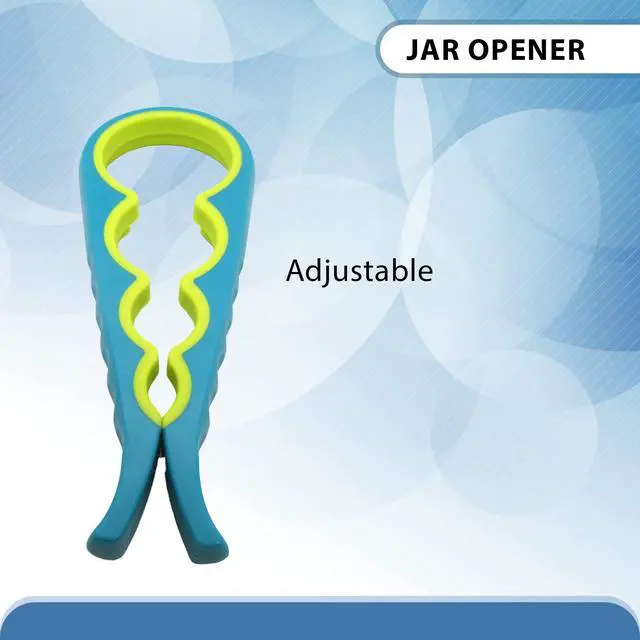 Alt view image 6 of 6 - 4 in 1 Jar and Bottle Opener - Non-slip, Kitchen tool - Easy to Use Multifunctional for Weak Hands Seniors, or Arthritis - Blue