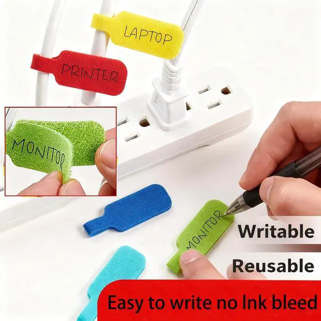 Alt view image 2 of 6 - 32 PCS Cable Labels Multi-Color Wire Labels Write On Cord Tags for Wire Cable Tags Wire Markers Electrical Multicolored Handwriting