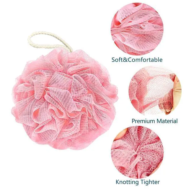 Alt view image 4 of 7 - Bath Loofah Sponge, 60G Shower Loofah 4 Count Luffa Pack | Exfoliating Body Scrubber Sponge for Women and Men, Rich Lather Soft Mesh Pouf Ball Bathroom Essentials (Light Color)