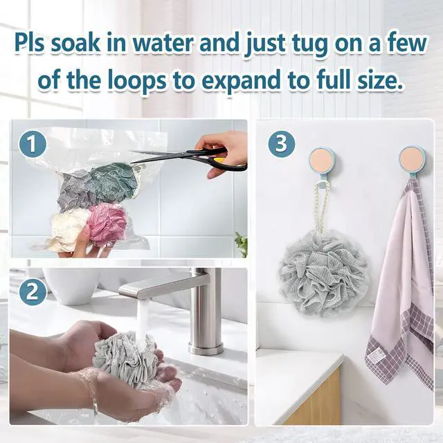 Alt view image 6 of 7 - Bath Loofah Sponge, 60G Shower Loofah 4 Count Luffa Pack | Exfoliating Body Scrubber Sponge for Women and Men, Rich Lather Soft Mesh Pouf Ball Bathroom Essentials (Light Color)