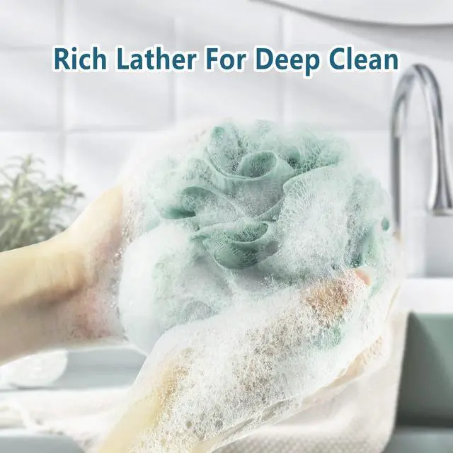 Alt view image 5 of 7 - Bath Loofah Sponge, 60G Shower Loofah 4 Count Luffa Pack | Exfoliating Body Scrubber Sponge for Women and Men, Rich Lather Soft Mesh Pouf Ball Bathroom Essentials (Light Color)