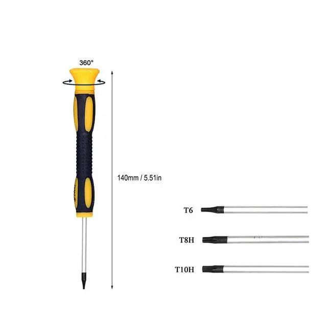 Alt view image 3 of 7 - T6 T8H T10H Torx Screwdriver with Security Hole for Xbox One 360 PS3 PS4 Controller Repair Tool Kit with Spudger