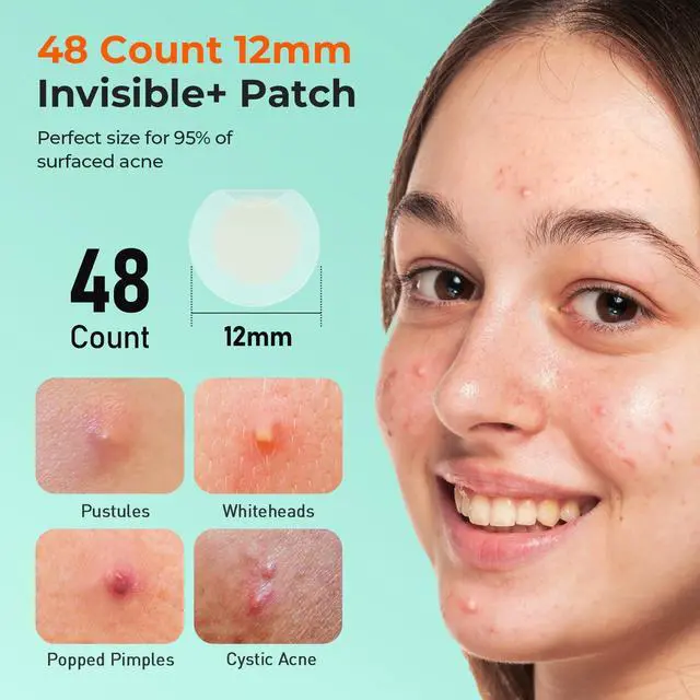 Alt view image 5 of 7 - Pimple Patches, 12mm Invisible Acne Cover for Face with Salicylic Acid | 0.01cm Extra Thin Outer Edge for Daytime Wear, Hydrocolloid Zit Patch, for Blemish Pustule Whitehead Spot Coverage, 48 Count