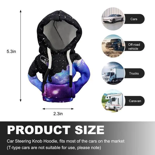 Alt view image 2 of 6 - Car Gear Shift Hoodie Cover, Fashionable Gear Shift Knob Hoodie Protector, Upgraded Funny Gear Shift Hoodie Decoration for Most Manual Shift Knobs, Interior Car Accessories (Starry Sky)