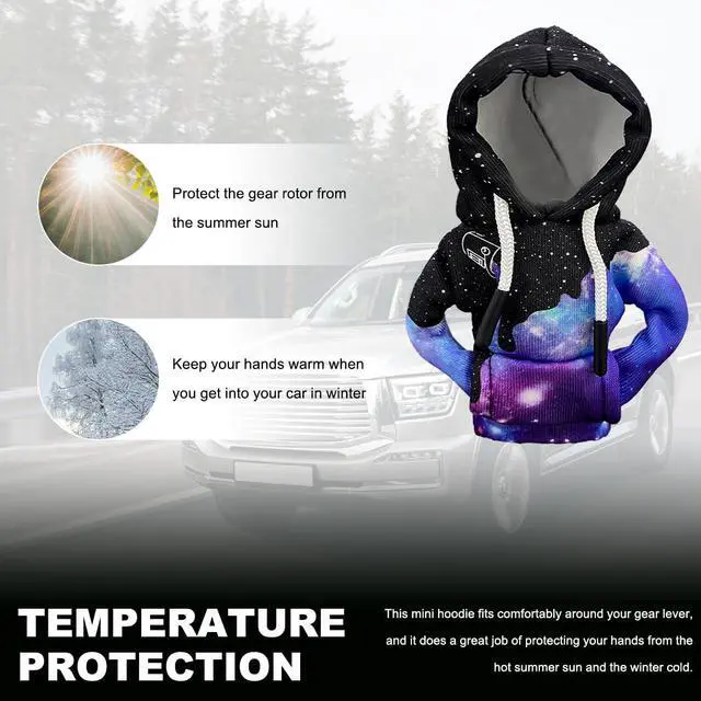 Alt view image 4 of 6 - Car Gear Shift Hoodie Cover, Fashionable Gear Shift Knob Hoodie Protector, Upgraded Funny Gear Shift Hoodie Decoration for Most Manual Shift Knobs, Interior Car Accessories (Starry Sky)