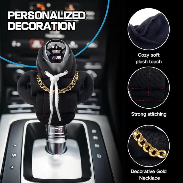 Alt view image 3 of 7 - Funny Gear Shift Hoodie Cover, Car Shifter Knob Sweatshirt, Universal Stick Shift Cover for Car Gear Handle, Cute Automotive Interior Accessory Gift for Men & Women (Black)