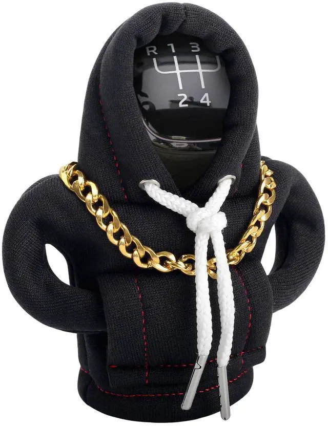 Main image of Funny Gear Shift Hoodie Cover, Car Shifter Knob Sweatshirt, Universal Stick Shift Cover for Car Gear Handle, Cute Automotive Interior Accessory Gift for Men & Women (Black)