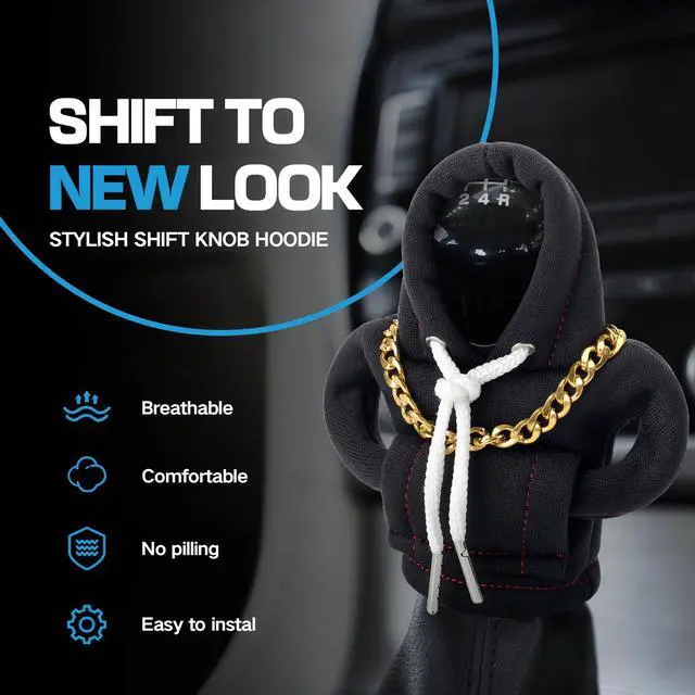 Alt view image 4 of 7 - Funny Gear Shift Hoodie Cover, Car Shifter Knob Sweatshirt, Universal Stick Shift Cover for Car Gear Handle, Cute Automotive Interior Accessory Gift for Men & Women (Black)