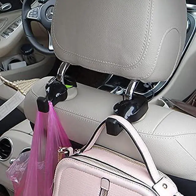 Alt view image 5 of 7 - Universal Car Vehicle Back Seat Headrest Hanger Holder Hook for Bag Purse Cloth Grocery (Black -Set of 2)