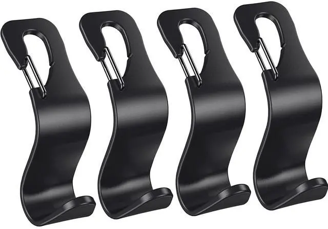 Main image of 4 Pack Car Back Seat Headrest Hook Hanger for Purse Grocery Bag Handbag Hat, Purse Hook for Car with Clip
