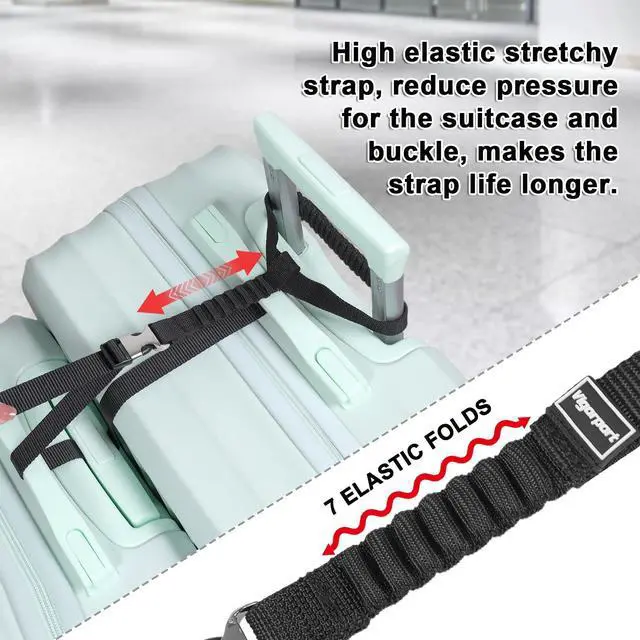 Alt view image 2 of 7 - Luggage Straps, Metal Luggage Connector Straps for Suitcases | Stretchable Add A Bag Suitcase Strap, Adjustable Heavy Duty Travel Attachment Accessories Belts to Connect 2 to 3 Suitcases