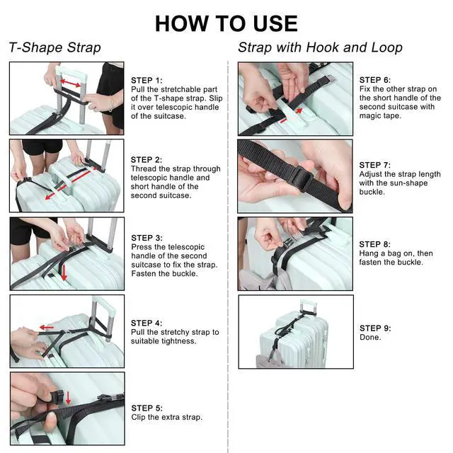 Alt view image 6 of 7 - Luggage Straps, Metal Luggage Connector Straps for Suitcases | Stretchable Add A Bag Suitcase Strap, Adjustable Heavy Duty Travel Attachment Accessories Belts to Connect 2 to 3 Suitcases