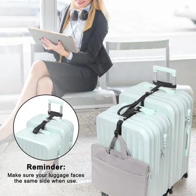Alt view image 7 of 7 - Luggage Straps, Metal Luggage Connector Straps for Suitcases | Stretchable Add A Bag Suitcase Strap, Adjustable Heavy Duty Travel Attachment Accessories Belts to Connect 2 to 3 Suitcases