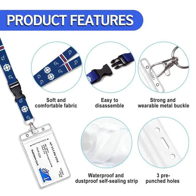 Alt view image 2 of 7 - Cruise Lanyard for Ship Cards, 4 Pack Waterproof Cruise Lanyard with Detachable Buckle & ID Badge Holder for Cruises Ships Key Cards, Cruise Essentials 2025 & Must Have Accessories