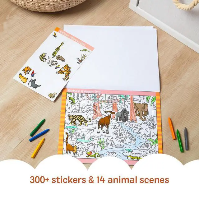 Alt view image 2 of 7 - Seek & Find Sticker Pad Animals, 400+ Stickers & 14 Scenes to Color, Search & Find Sticker Activity Pad for Coloring & Matching, Creative Learning Toys for Kids 4+ - FSC Certified