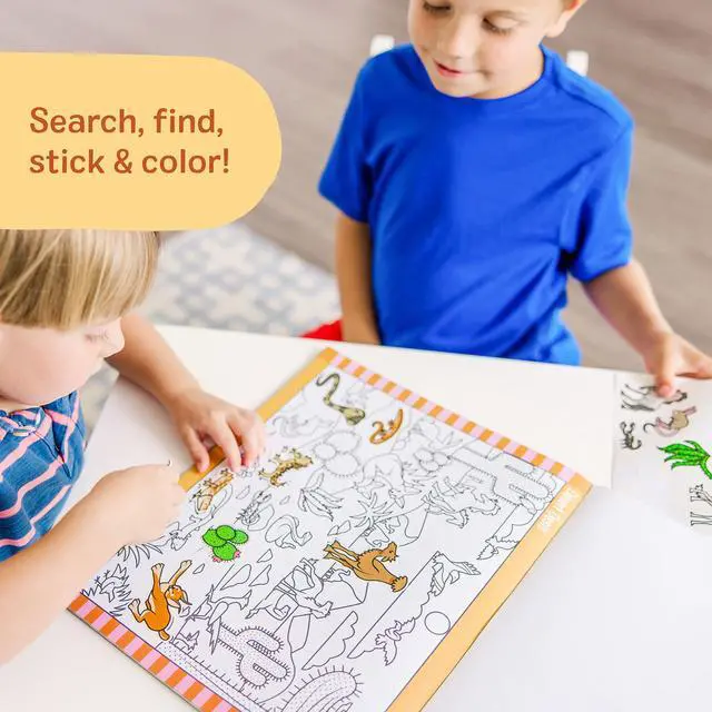 Alt view image 3 of 7 - Seek & Find Sticker Pad Animals, 400+ Stickers & 14 Scenes to Color, Search & Find Sticker Activity Pad for Coloring & Matching, Creative Learning Toys for Kids 4+ - FSC Certified