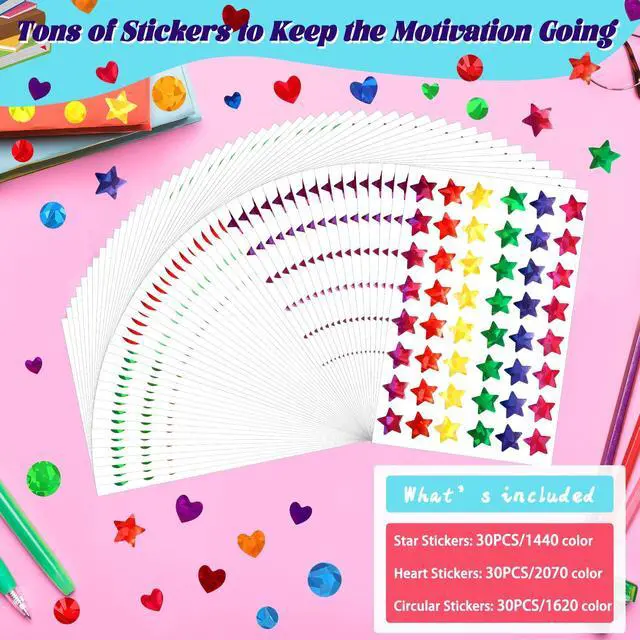 Alt view image 3 of 7 - 5130 Pcs Star Stickers for Kids Reward, Small Sparkly Holographic Stickers for School Classroom Teacher Student Supplies, Behavior Reward Charts and Creative DIY Crafts Decoration