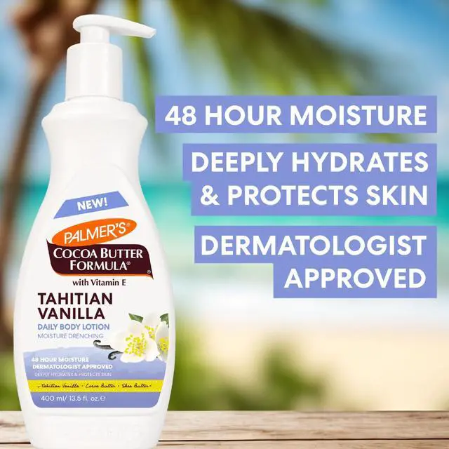 Alt view image 4 of 7 - Body Lotion, Tahitian Vanilla Cocoa Butter Formula (13.5 Oz) | Daily Moisturizing Lotion for Dry Skin with Shea Butter & Vitamin E, Hydrates & Protects, Helps Provide 48-Hour Deep Moisture