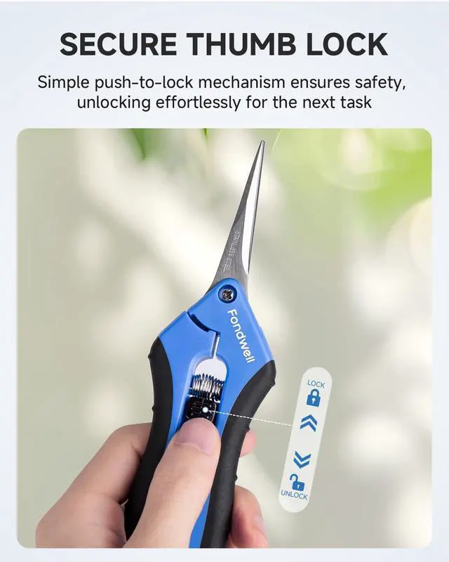 Alt view image 5 of 7 - 2-Pack 6.5" Precision Pruning Shears for Gardening Trim Scissors | Plant Garden Snips, Ultra-Sharp Micro-Tip Straight & Curved Blades, Fatigue-Free - for Flower, Bonsai, Detailed Gardening