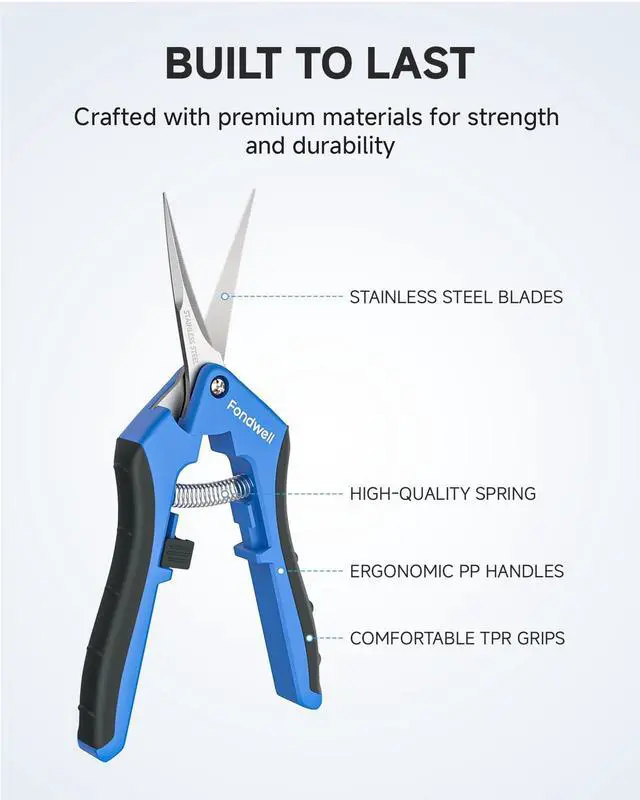 Alt view image 6 of 7 - 2-Pack 6.5" Precision Pruning Shears for Gardening Trim Scissors | Plant Garden Snips, Ultra-Sharp Micro-Tip Straight & Curved Blades, Fatigue-Free - for Flower, Bonsai, Detailed Gardening