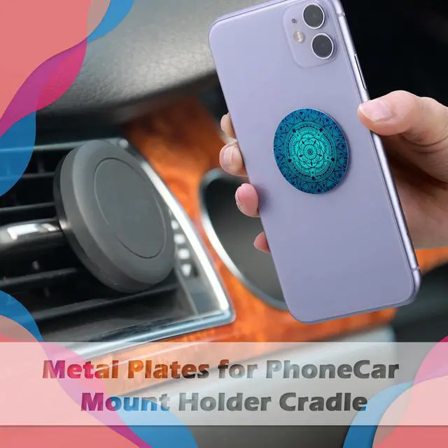 Alt view image 2 of 7 - 18 Pcs Phone Magnet Car Metal Mount Plate Magnetic Phone Plates with Adhesive for Cell Holder Magnetic Car Mounts Replacement, Mandala Flower