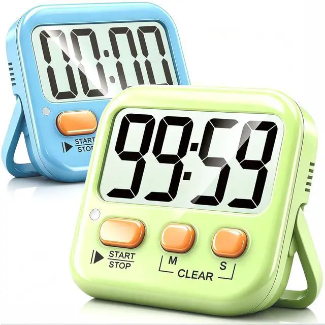 Main image of 2 Pack Digital Timer for Kids Classroom Kitchen Timers for Cooking | w/ Battery, Easy to View, Alarm, Mute Mode, Count Down/Up, Magnetic, Kickstand, Hanging, Classroom Timer for Teacher Supplies