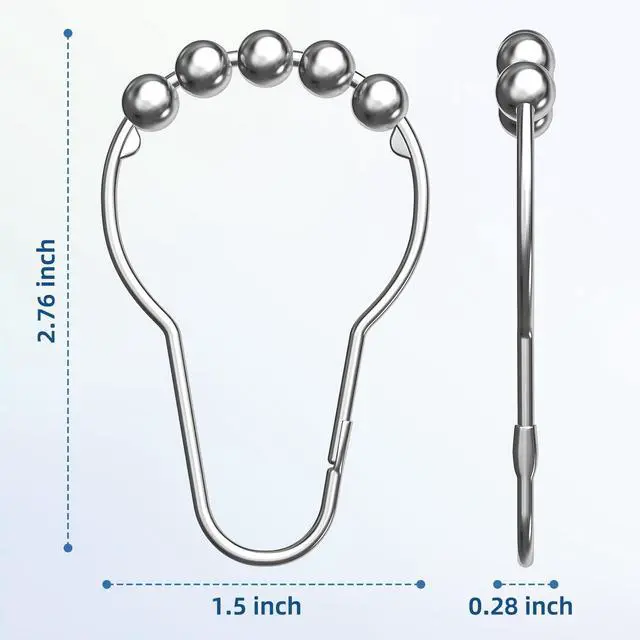 Alt view image 4 of 7 - Shower Curtain Hooks Rings, Rust-Resistant Metal Shower Curtain Hooks for Bathroom Shower Rods Shower Hooks Shower Rings for Curtain - Set of 12, Chrome