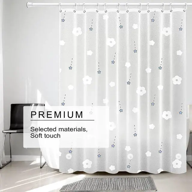 Alt view image 2 of 7 - Shower Curtain Liner, 4G PEVA Shower Liner, Plastic Waterproof Shower Curtains, 72x72 inch with Grommet Holes 3 Magnetic Weights