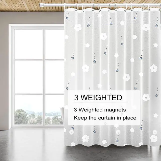 Alt view image 4 of 7 - Shower Curtain Liner, 4G PEVA Shower Liner, Plastic Waterproof Shower Curtains, 72x72 inch with Grommet Holes 3 Magnetic Weights
