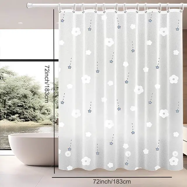 Alt view image 7 of 7 - Shower Curtain Liner, 4G PEVA Shower Liner, Plastic Waterproof Shower Curtains, 72x72 inch with Grommet Holes 3 Magnetic Weights