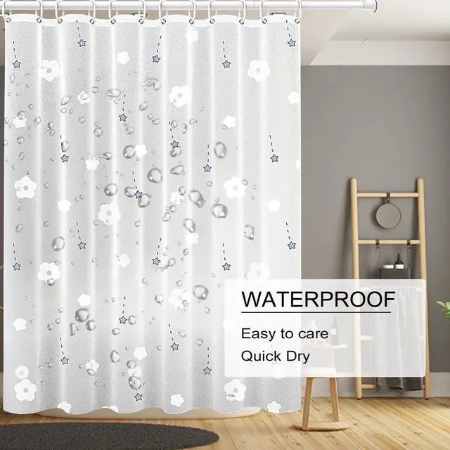Alt view image 3 of 7 - Shower Curtain Liner, 4G PEVA Shower Liner, Plastic Waterproof Shower Curtains, 72x72 inch with Grommet Holes 3 Magnetic Weights