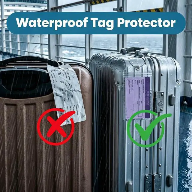 Alt view image 3 of 7 - 6 Pack Cruise Luggage Tag Holder for Carnival, Princess, Holland America | Fits Norwegian (NCL), MSC, IPX6 Waterproof Seal, Stainless Steel Loops, Durable Baggage Tags, 2026-2027 Cruise Essential