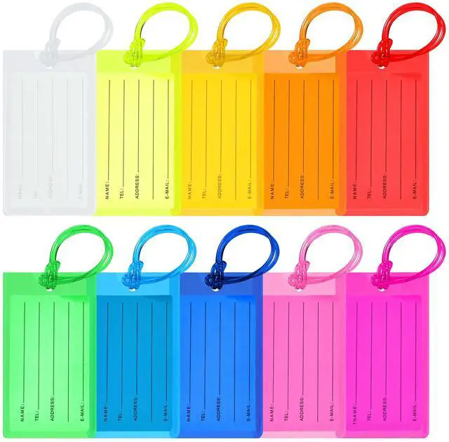Main image of 10 Pack Luggage Tags for Suitcases, Airplane Travel Essentials | International Vacation Must Haves, Name Tags for Home & Office Accessories, and Travel Gift Ideas