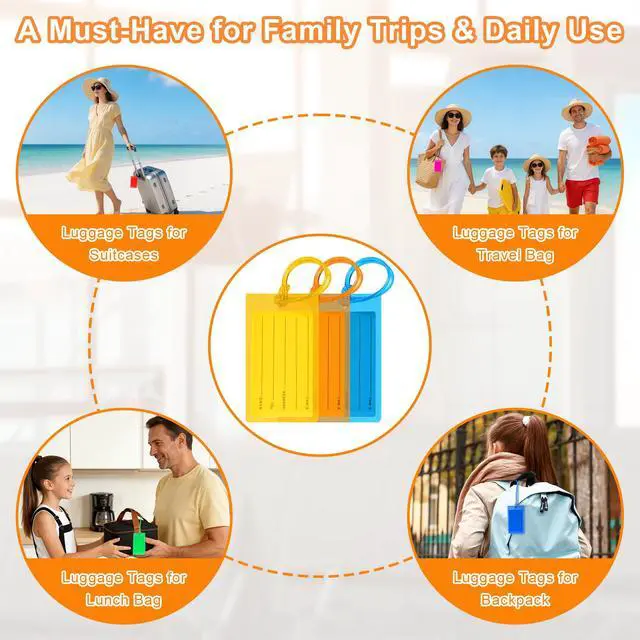 Alt view image 4 of 7 - 10 Pack Luggage Tags for Suitcases, Airplane Travel Essentials | International Vacation Must Haves, Name Tags for Home & Office Accessories, and Travel Gift Ideas