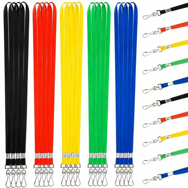 Main image of 20PCS Lanyards for ID Badges - Badge Lanyard with Clip, 5 Colors | Lanyards Bulk for Keys, Wallet, Ship Cards & Whistles, Badge Holder Strap for Women, Men, Teacher, Cruise Essentials