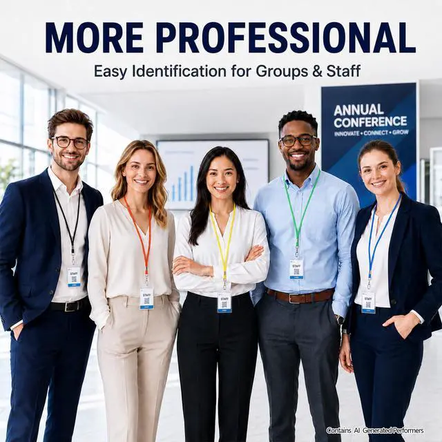 Alt view image 3 of 7 - 20PCS Lanyards for ID Badges - Badge Lanyard with Clip, 5 Colors | Lanyards Bulk for Keys, Wallet, Ship Cards & Whistles, Badge Holder Strap for Women, Men, Teacher, Cruise Essentials