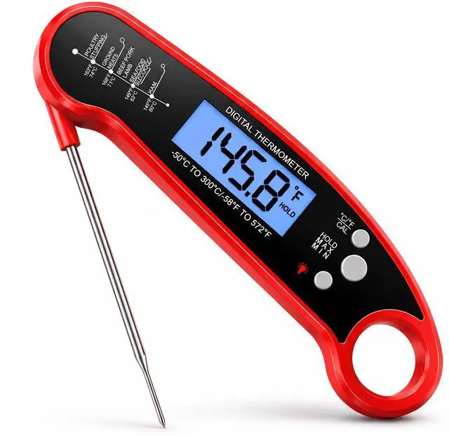 Main image of Meat Thermometer, Digital Food Thermometer for Cooking, Red | Backlight, Kitchen Gadgets, Oven Grill Candy BBQ Essentials Accessories
