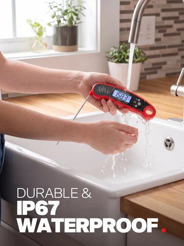 Alt view image 4 of 5 - Meat Thermometer, Digital Food Thermometer for Cooking, Red | Backlight, Kitchen Gadgets, Oven Grill Candy BBQ Essentials Accessories