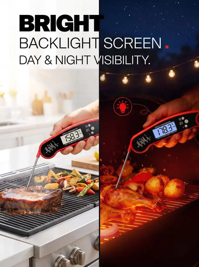 Alt view image 3 of 5 - Meat Thermometer, Digital Food Thermometer for Cooking, Red | Backlight, Kitchen Gadgets, Oven Grill Candy BBQ Essentials Accessories