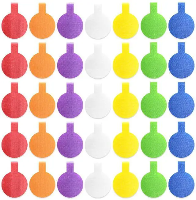 Main image of 35 Pcs Cable Labels, Multi-Color Write On Cord/Wire Labels, Cable Tags and Wire Tags for Cable Management and Identification (Assorted Colors, Circles)