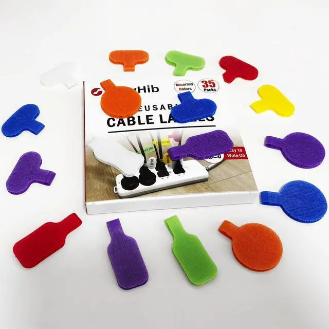 Alt view image 6 of 6 - 35 Pcs Cable Labels, Multi-Color Write On Cord/Wire Labels, Cable Tags and Wire Tags for Cable Management and Identification (Assorted Colors, Circles)