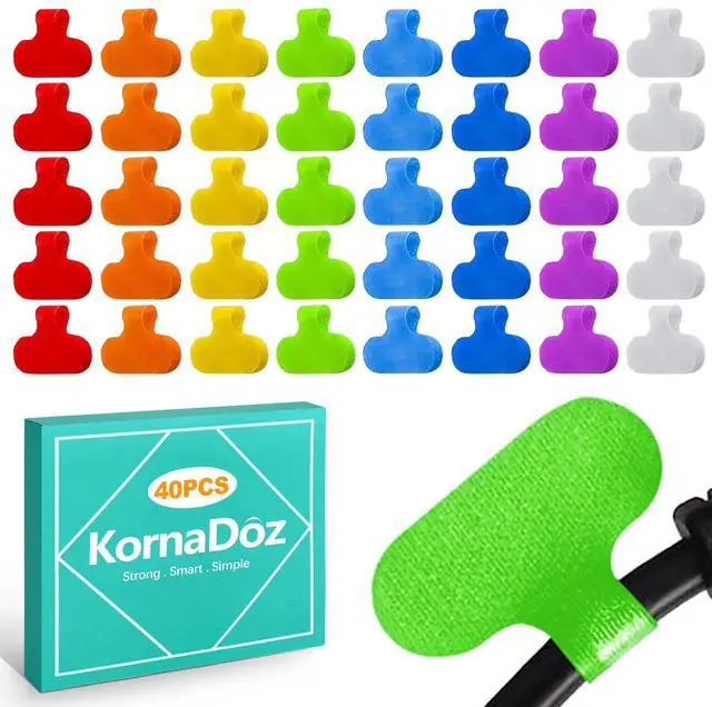 Main image of 40 PCS Multi-Color Cable Labels, Reusable Write-On Cord Tags for Wire Management & Identification, Waterproof Charger Cord Organizer for Electronics, Home, Office - Assorted Colors