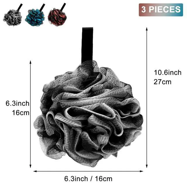 Alt view image 2 of 7 - Loofah Bath Shower Sponge Body Scrubber,Extra Large 75g XL Exfoliate Mesh Pouf Shower Bouquet,3 Pack Body Wash for Women and Men