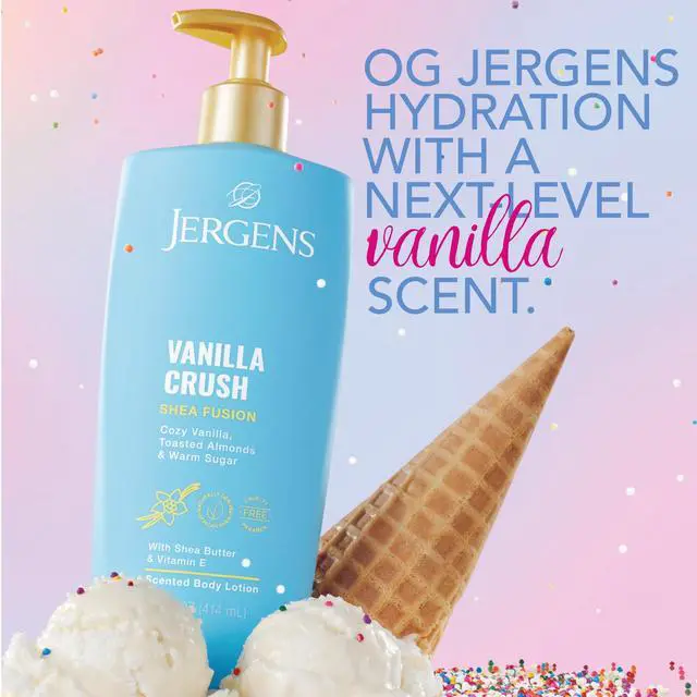 Alt view image 3 of 7 - Jergens Shea Fusion Vanilla Crush Body Lotion, Dry Skin, 14 fl oz | Shea Butter and Vitamin E Moisturizing Lotion, Vanilla Scent, Dry Skin Relief, Women, Daily Hydration