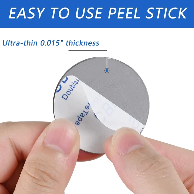 Alt view image 5 of 6 - Phone Magnets - Universal Metal Plates, 2 Rectangular and 2 Round with Adhesive, Car Magnets (White)