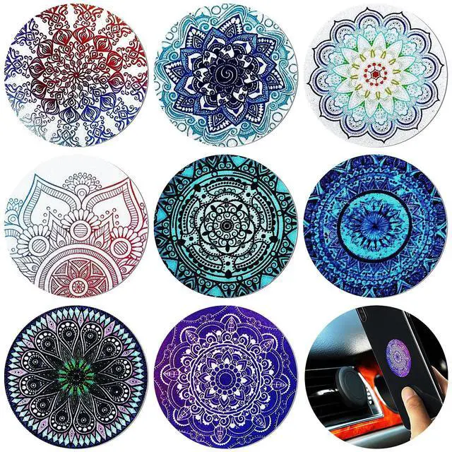 Main image of 8 Pcs Magnet for Phone Case Car Mount, Mandala Style | Metal Plates Cell Holder for Back of Phone Thin Adhesive Compatible with Magnetic Phone Case Replacement Sticker