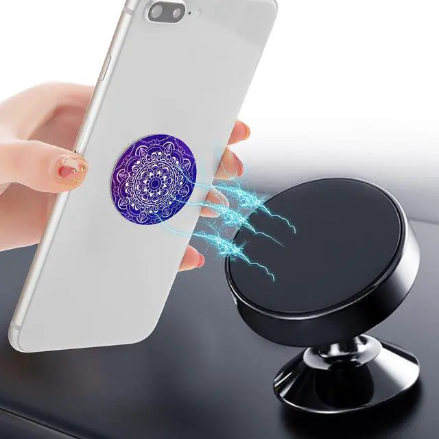 Alt view image 2 of 7 - 8 Pcs Magnet for Phone Case Car Mount, Mandala Style | Metal Plates Cell Holder for Back of Phone Thin Adhesive Compatible with Magnetic Phone Case Replacement Sticker