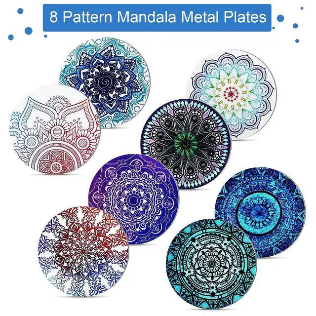 Alt view image 3 of 7 - 8 Pcs Magnet for Phone Case Car Mount, Mandala Style | Metal Plates Cell Holder for Back of Phone Thin Adhesive Compatible with Magnetic Phone Case Replacement Sticker
