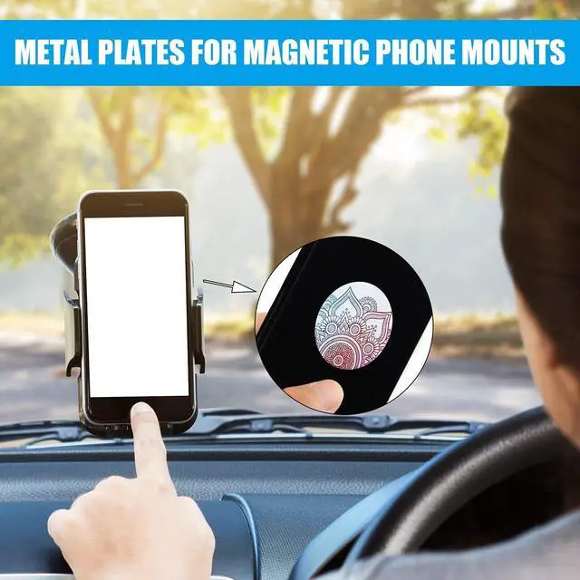Alt view image 7 of 7 - 8 Pcs Magnet for Phone Case Car Mount, Mandala Style | Metal Plates Cell Holder for Back of Phone Thin Adhesive Compatible with Magnetic Phone Case Replacement Sticker