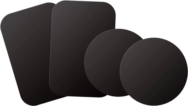 Main image of Mount Metal Plate with Adhesive for Magnetic Cradle-Less Mount by WixGear - X4 Pack 2 Rectangle and 2 Round (Compatible with Magnetic mounts) (Black)